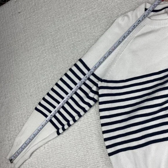 Lacoste Live! Preppy Knitted pullover Sweater White / Navy Striped Men Sz 6 Read - Picture 15 of 16